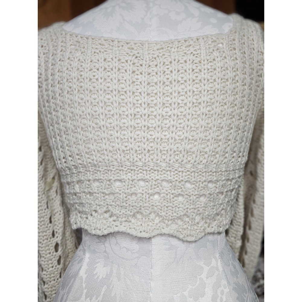 Kawaii Summer Crochet Solid Color Hollow Knit Cropped Sweater, School Sz 4 Small - Picture 10 of 13